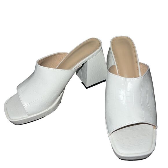 ✨ White Croc Muled Sandals - SHEIN ✨ - Picture 4 of 5